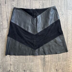 Zara Basic Collection Black Faux Leather & Suede Mini Skirt- Size Medium